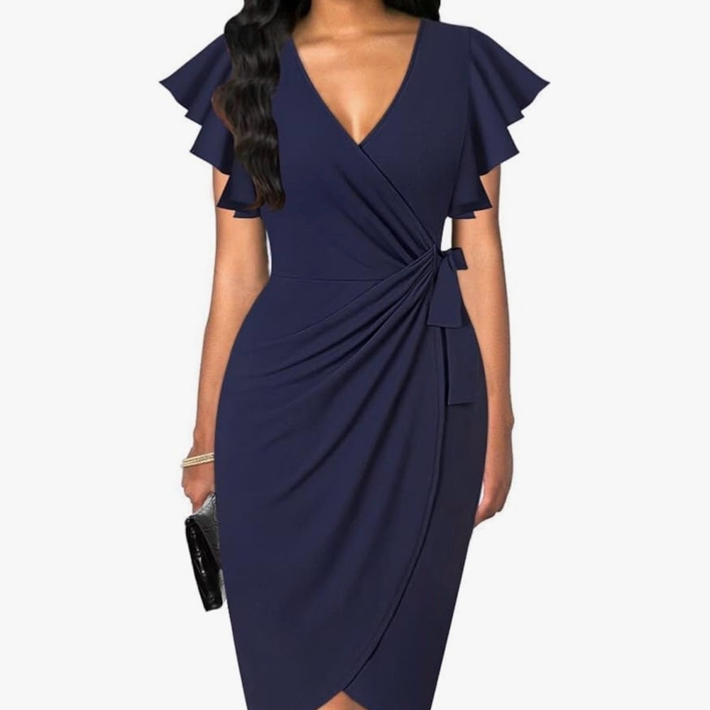 Chic Ruffle Sleeve Midi Dress